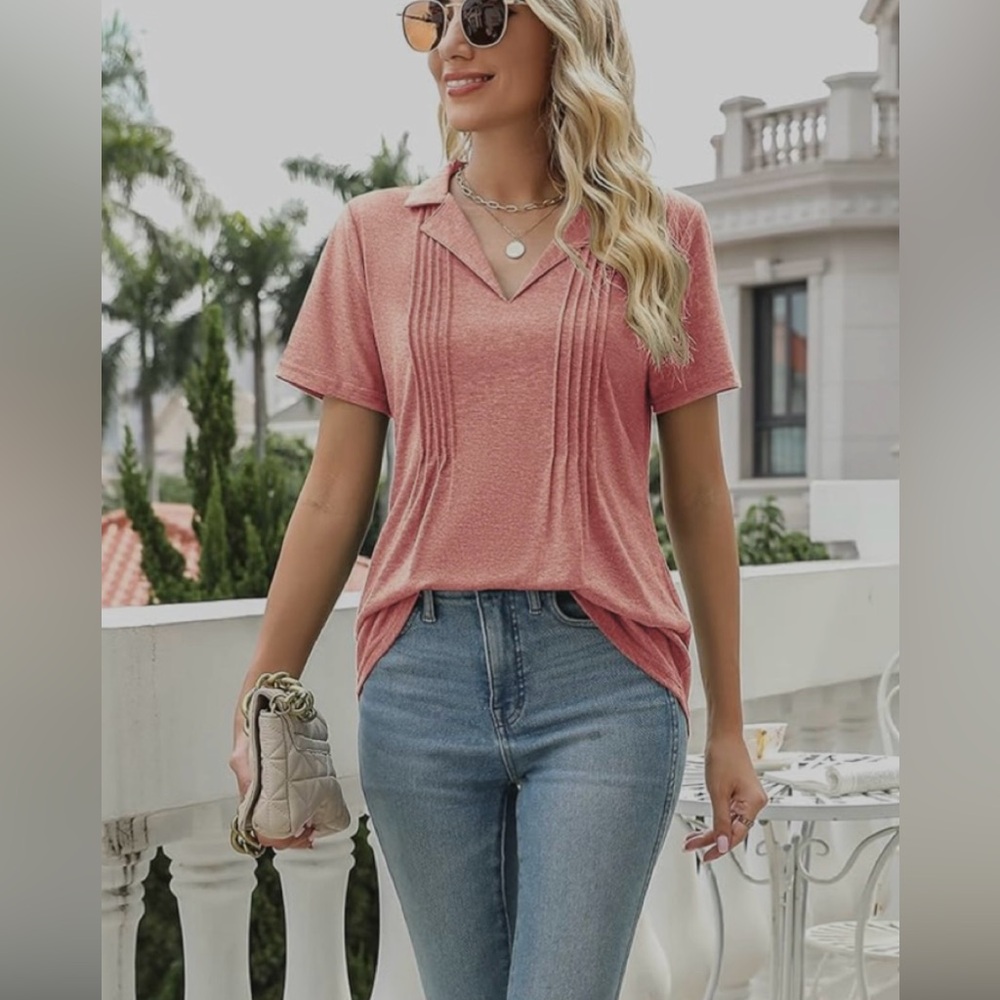 Kistore Womens Short Sleeve Polo T Shirts Summer Business Casual Work Blouse - Picture 4 of 8